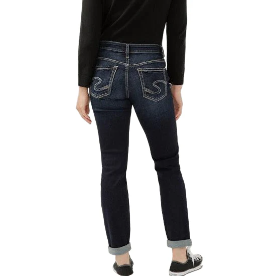 Silver Women's Boyfriend Mid Rise Slim Leg Jeans - Indigo - Image 2