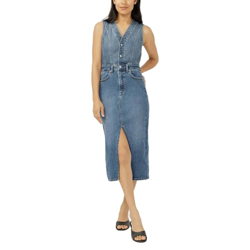 Silver Women's Denim Midi Dress - Upney