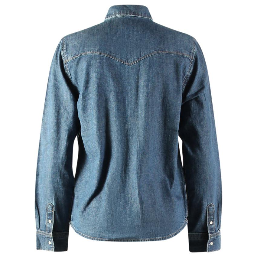 Silver Women's Long Sleeve Denim Shirt - Medium Indigo - Image 2