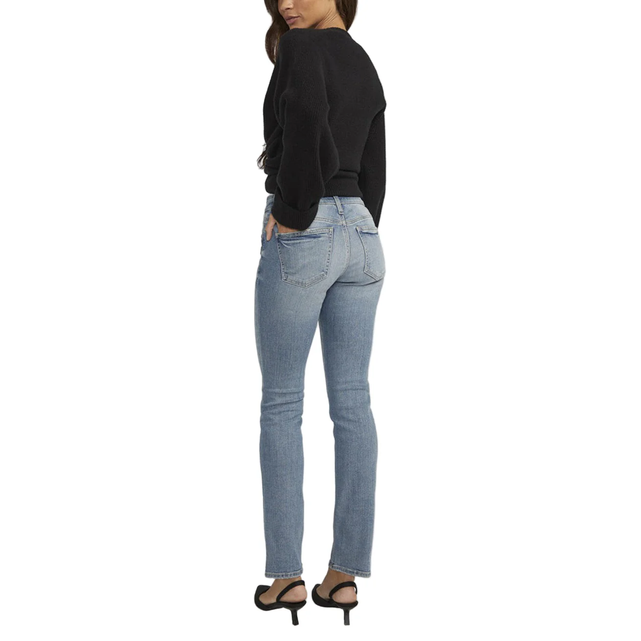 Silver Women's Suki Mid Rise Straight Leg Jeans - Medium/Light Wash - Image 2