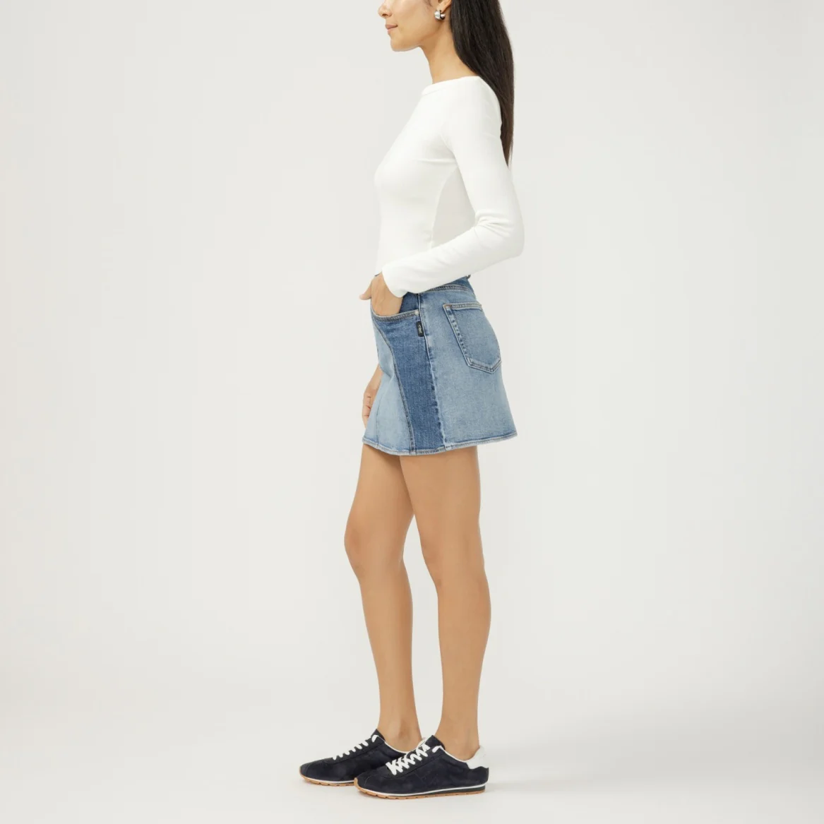 Silver Women's Western Denim Mini Skirt- Glimmer - Image 3