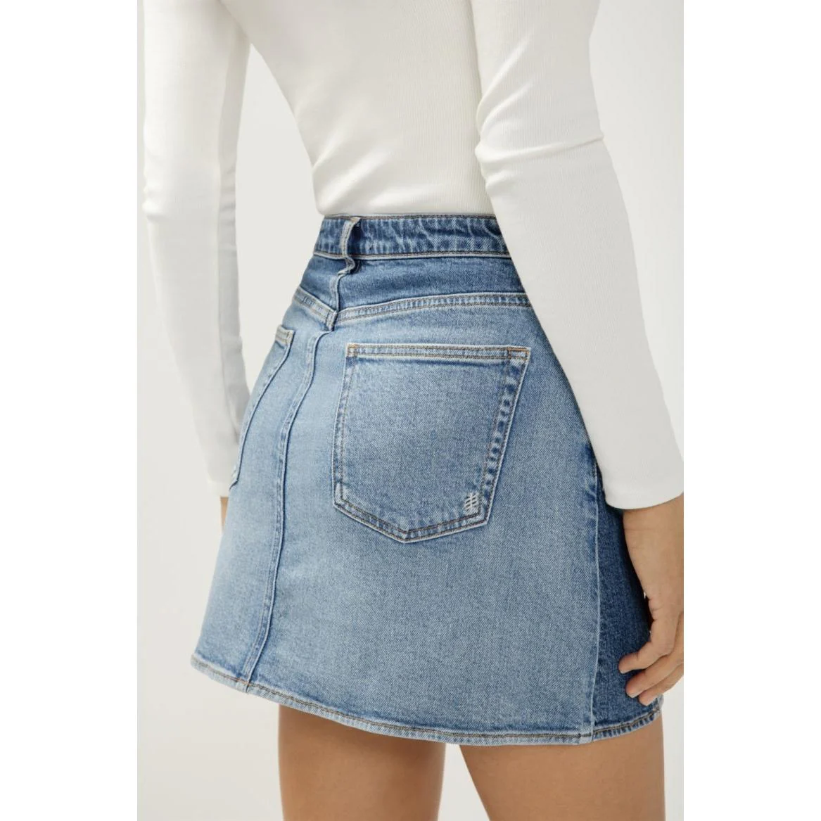 Silver Women's Western Denim Mini Skirt- Glimmer - Image 4