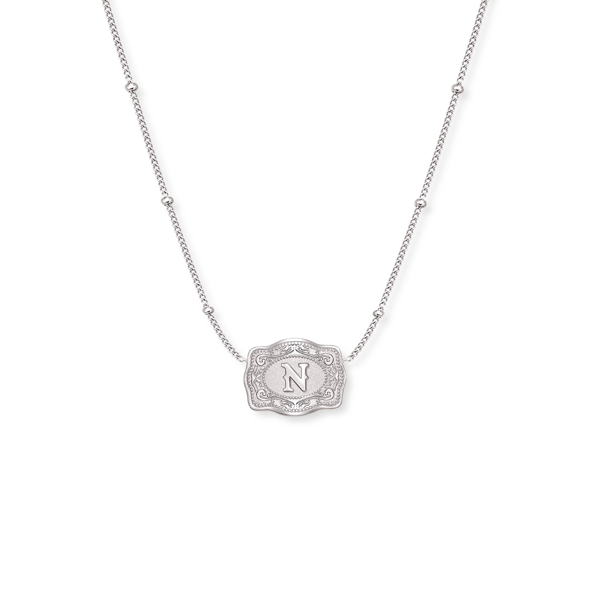 Spur West Mini Belt Buckle Initial Necklace- Silver - Image 24