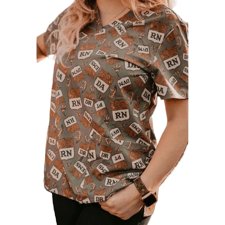 Spurrin' Scrubs Back Number for Brainiacs Scrub Top