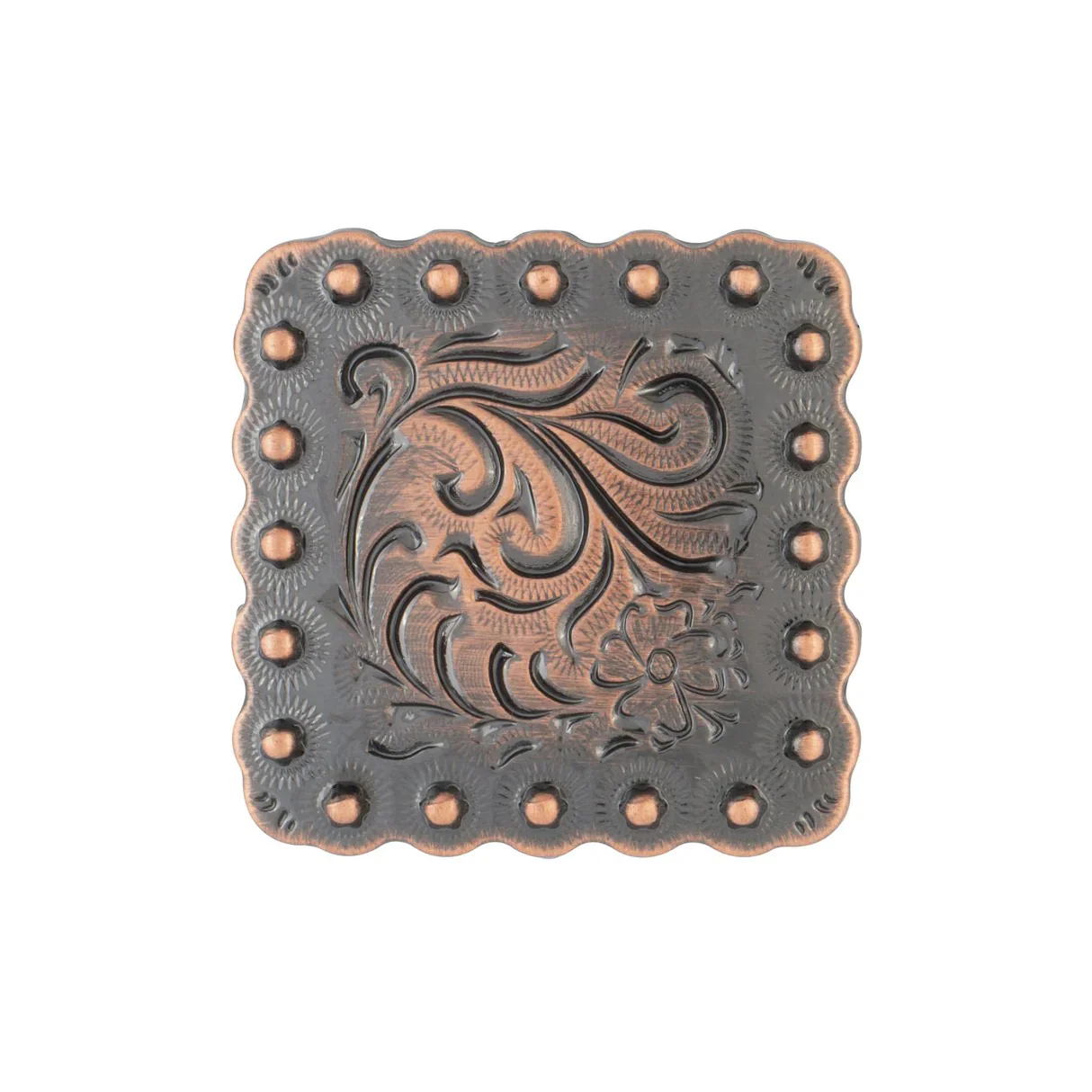Square Floral Berry Concho-Antique Copper