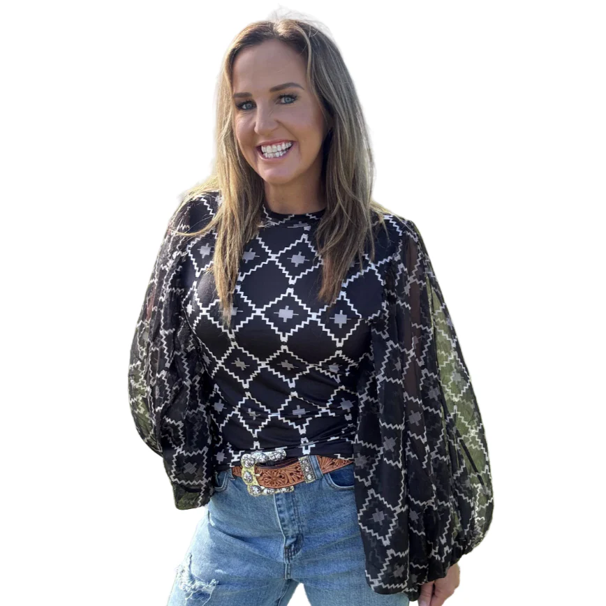 Sterling Kreek Women's Long Sleeve The Way it is Shirt- Black