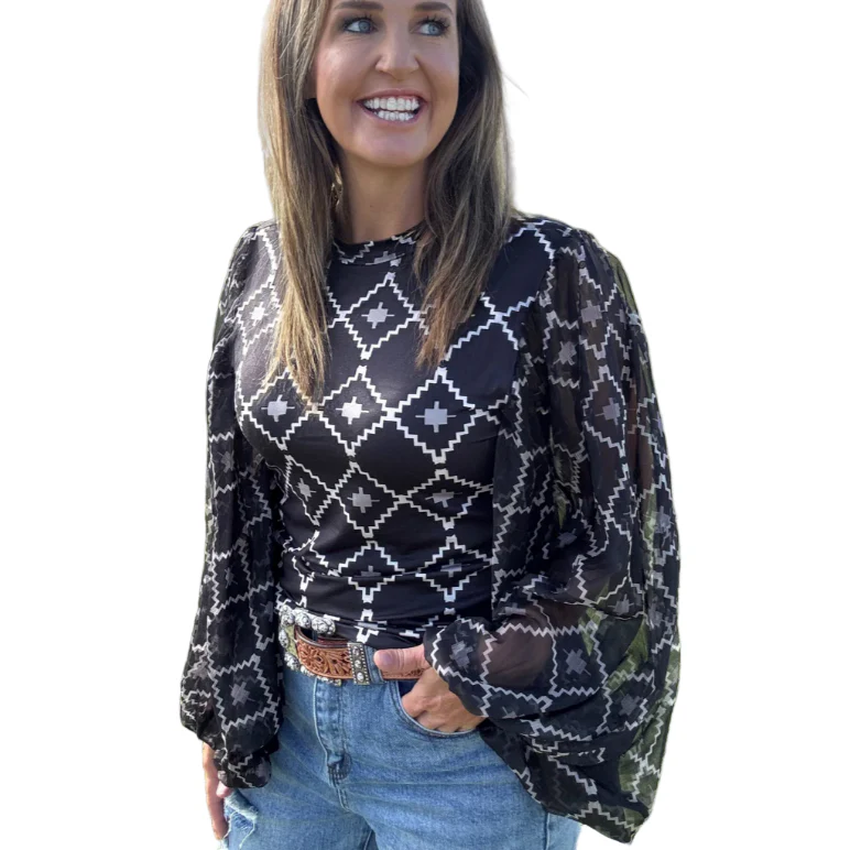 Sterling Kreek Women's Long Sleeve The Way it is Shirt- Black - Image 2