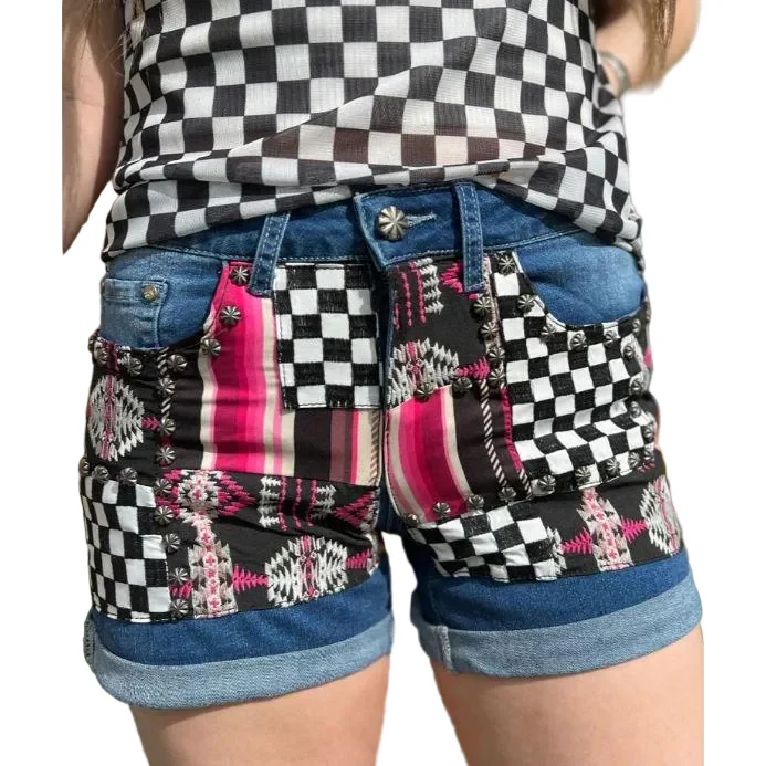 Sterling Kreek Women's Patched Up Shorts - Checked