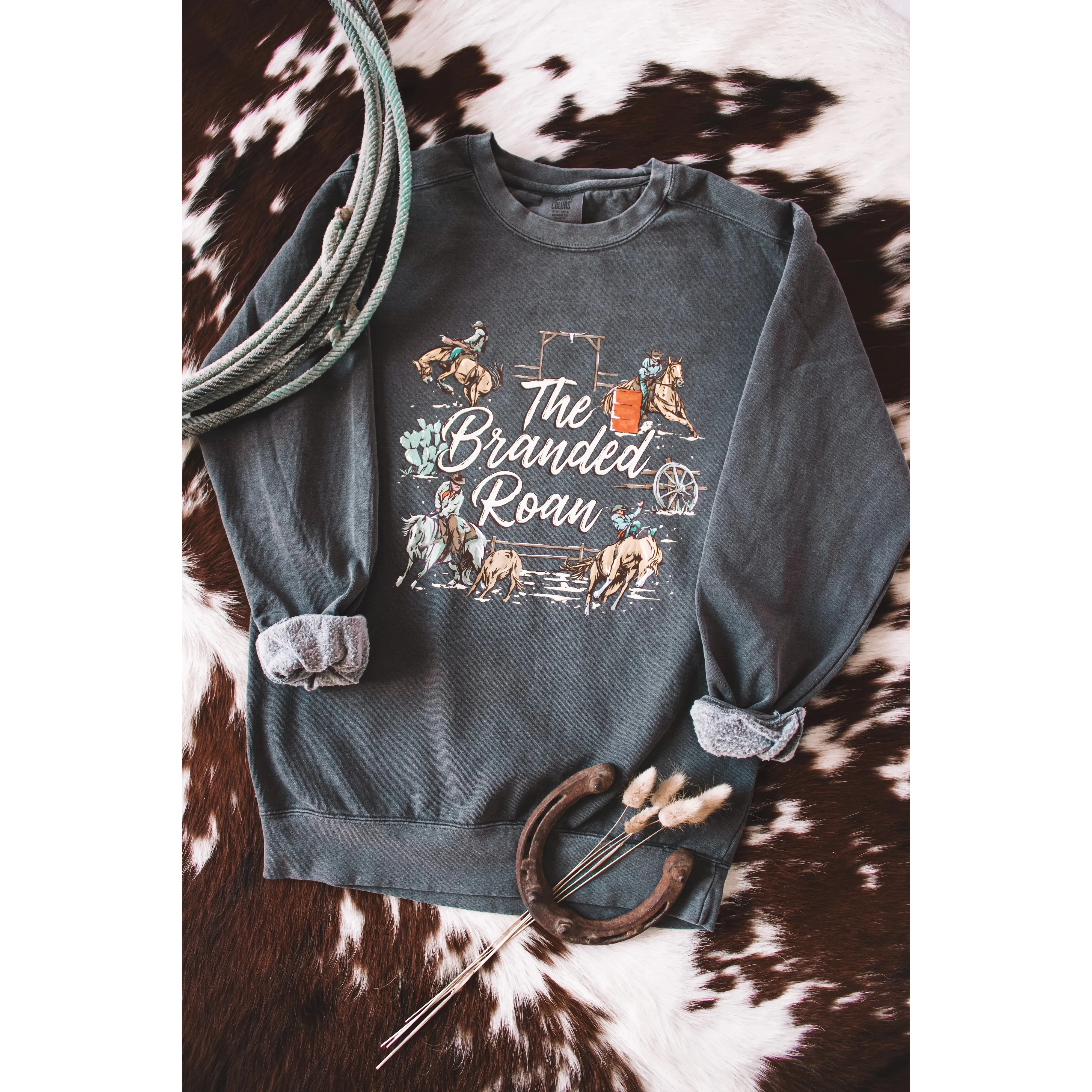 The Branded Roan Apparel Rodeo Days Crewneck-Pepper *New*