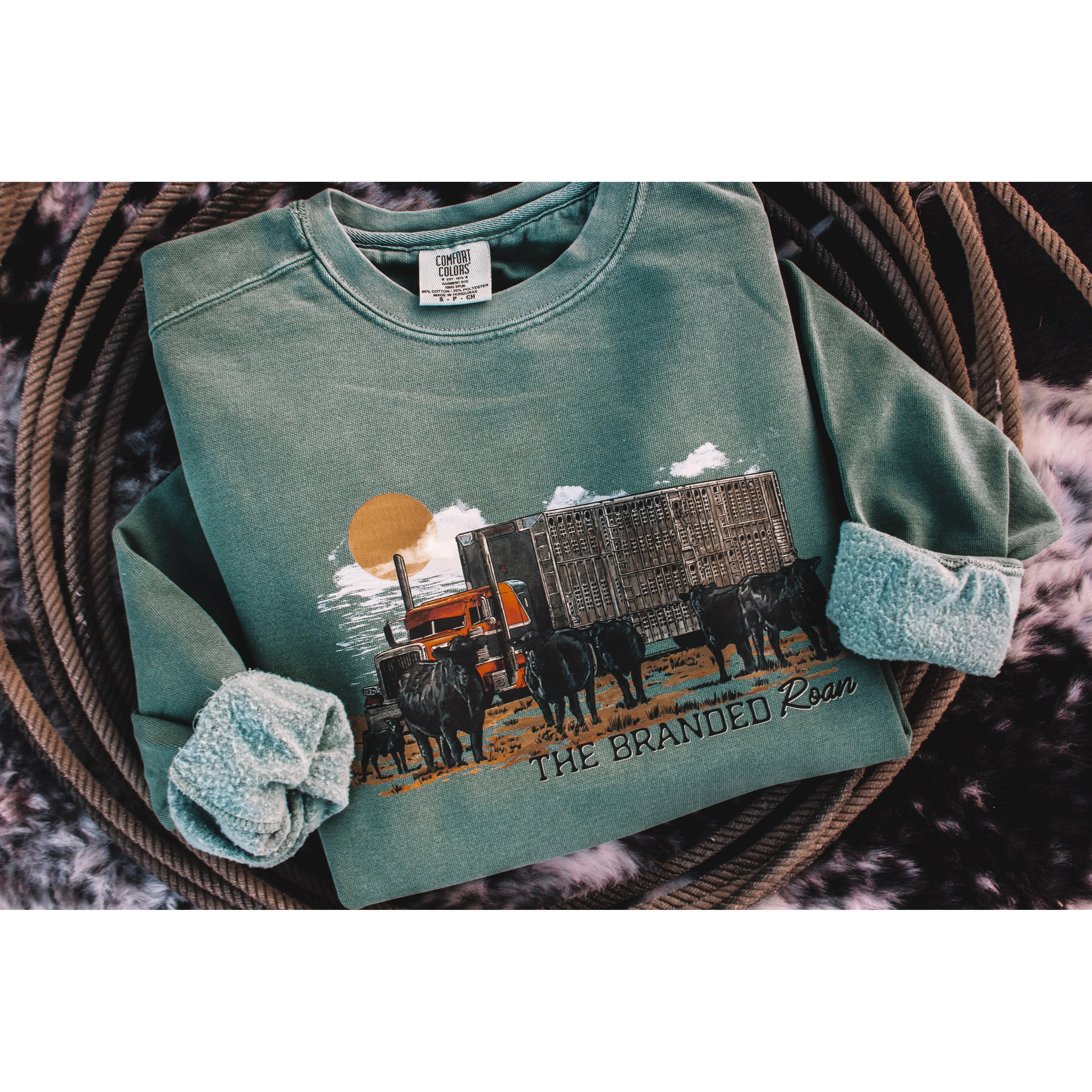 The Branded Roan Apparel Ranch Route Crewneck Sweatshirt - Blue Spruce *NEW*