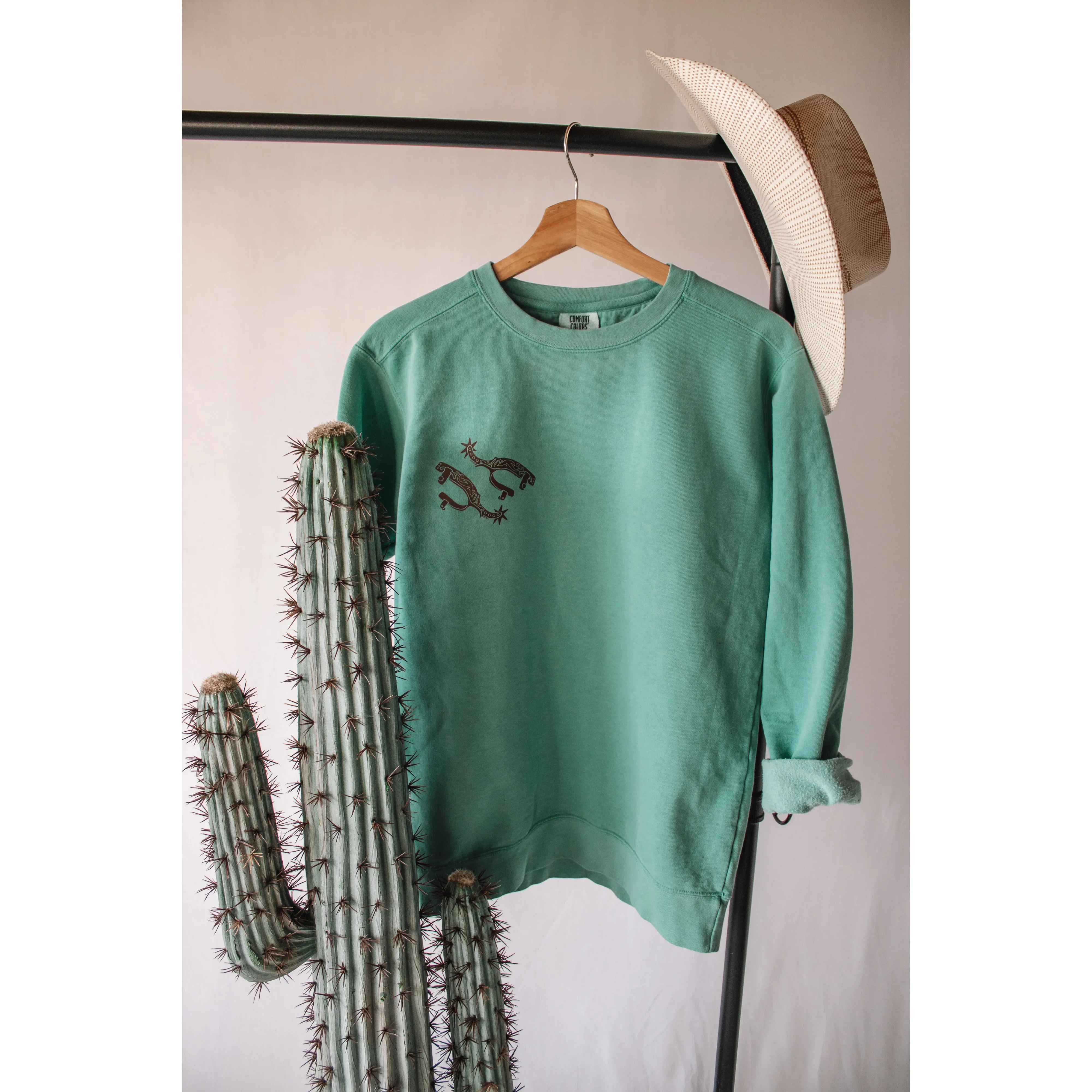 The Branded Roan Apparel Spur Em' Crew Neck-Seafoam *NEW*