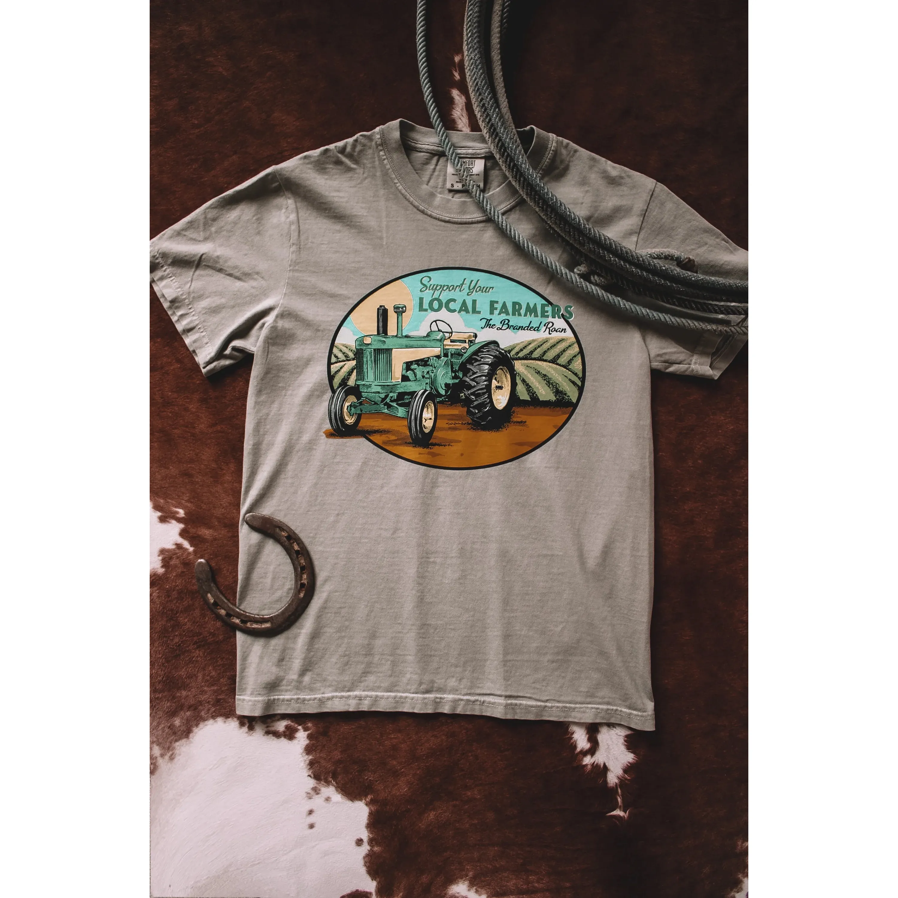 The Branded Roan Apparel Support Your Local Farmers T-Shirt-Sandstone *NEW*