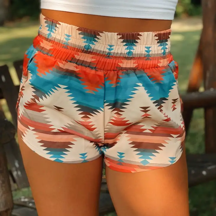 Midwest Orange Aztec Shorts - Image 3