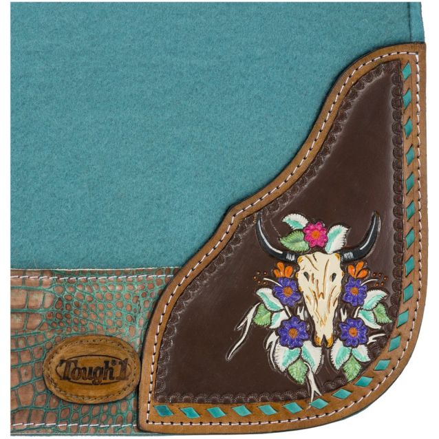 Tough 1 Hand Painted Steer Skull Saddle Pad- 31 x 32 - Image 3