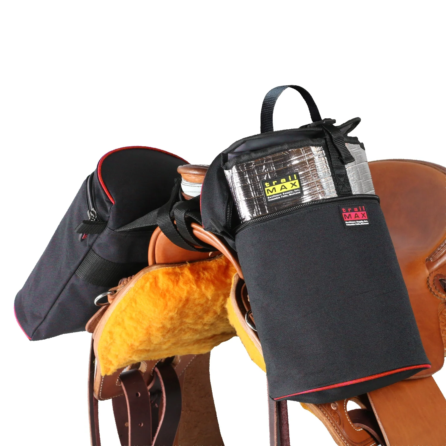 Trail Max Large horn/Pommel Bags With Colored Piping - Image 2