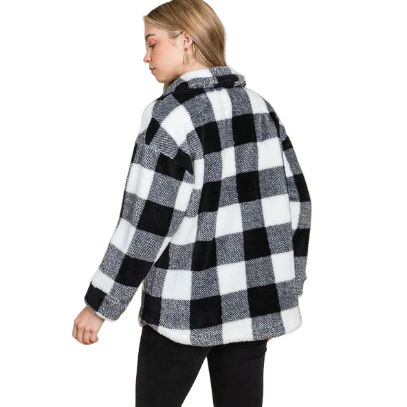 Vanilla Bay Women's Sherpa Gingham Long Sleeve Shacket - Image 2