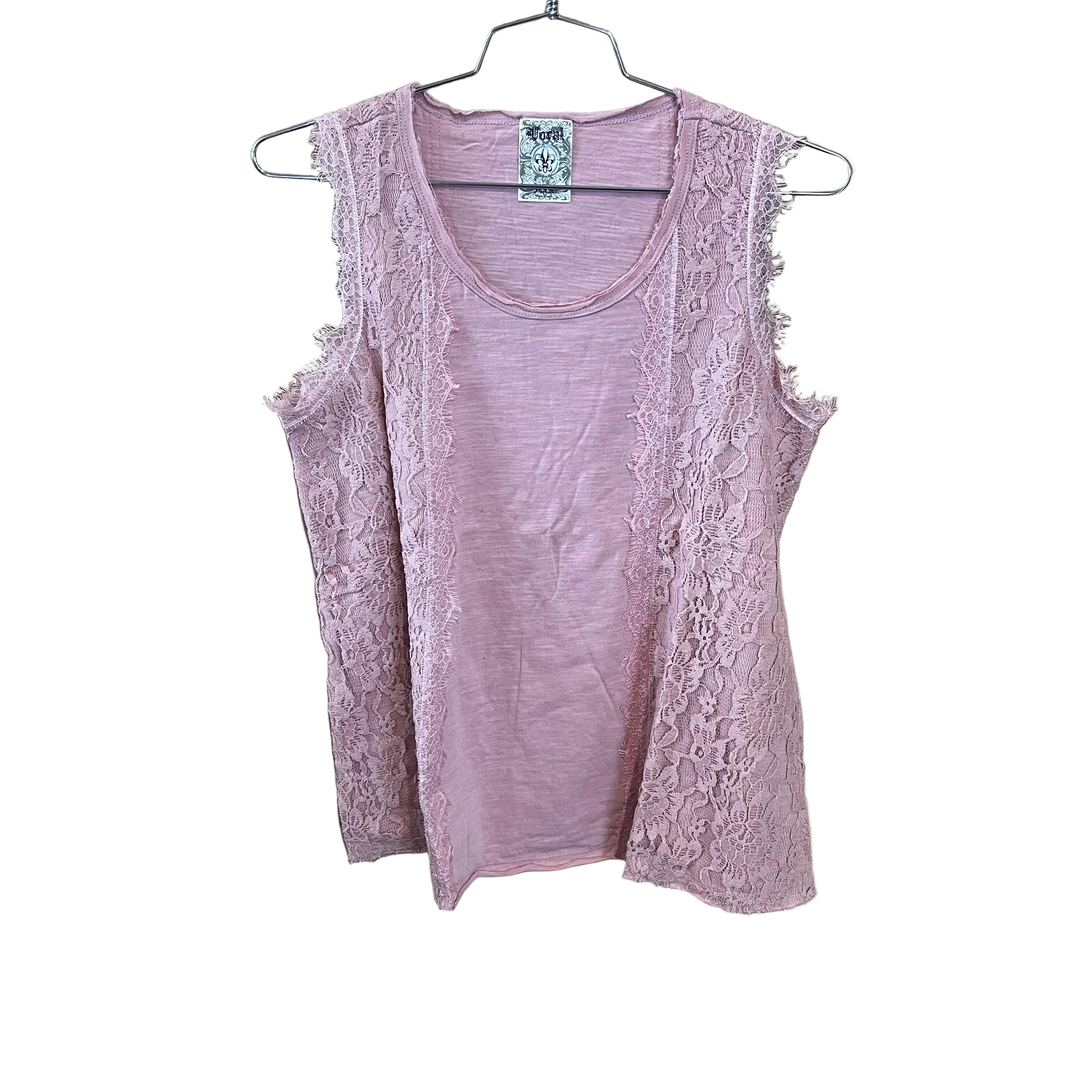 Vocal Apparel Scoop Neck Sleeveless Knit Vintage Top with Lace - Assorted Colours - Image 2