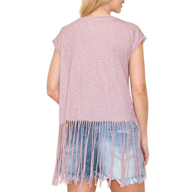 Vocal Apparel Silk Fringe Short Sleeve Shirt- Multiple Colours - Image 2
