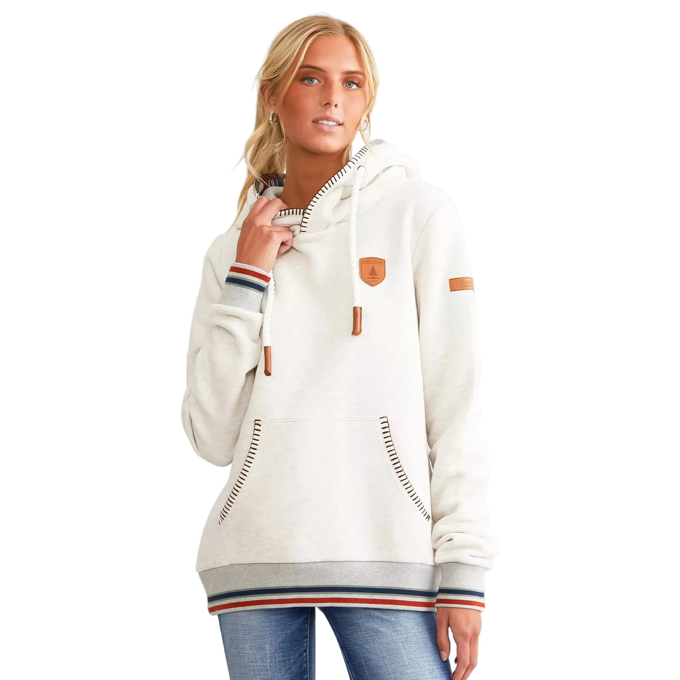 Wanakome Annook Blanket Stitch Pull Over - Heather Oatmeal