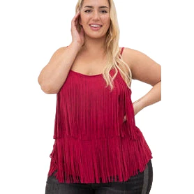 Women's Plus Size Suede Fringed Camisole - Image 2