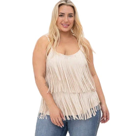 Women's Plus Size Suede Fringed Camisole - Image 4