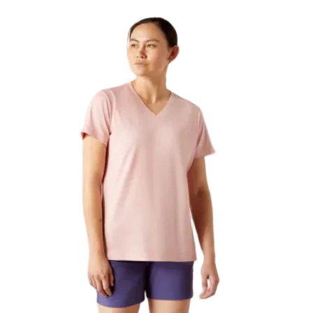 Womens Rebar Cotton Strong V-Neck Short Sleeve Tee Shirt - Bel Air Heather - Image 3