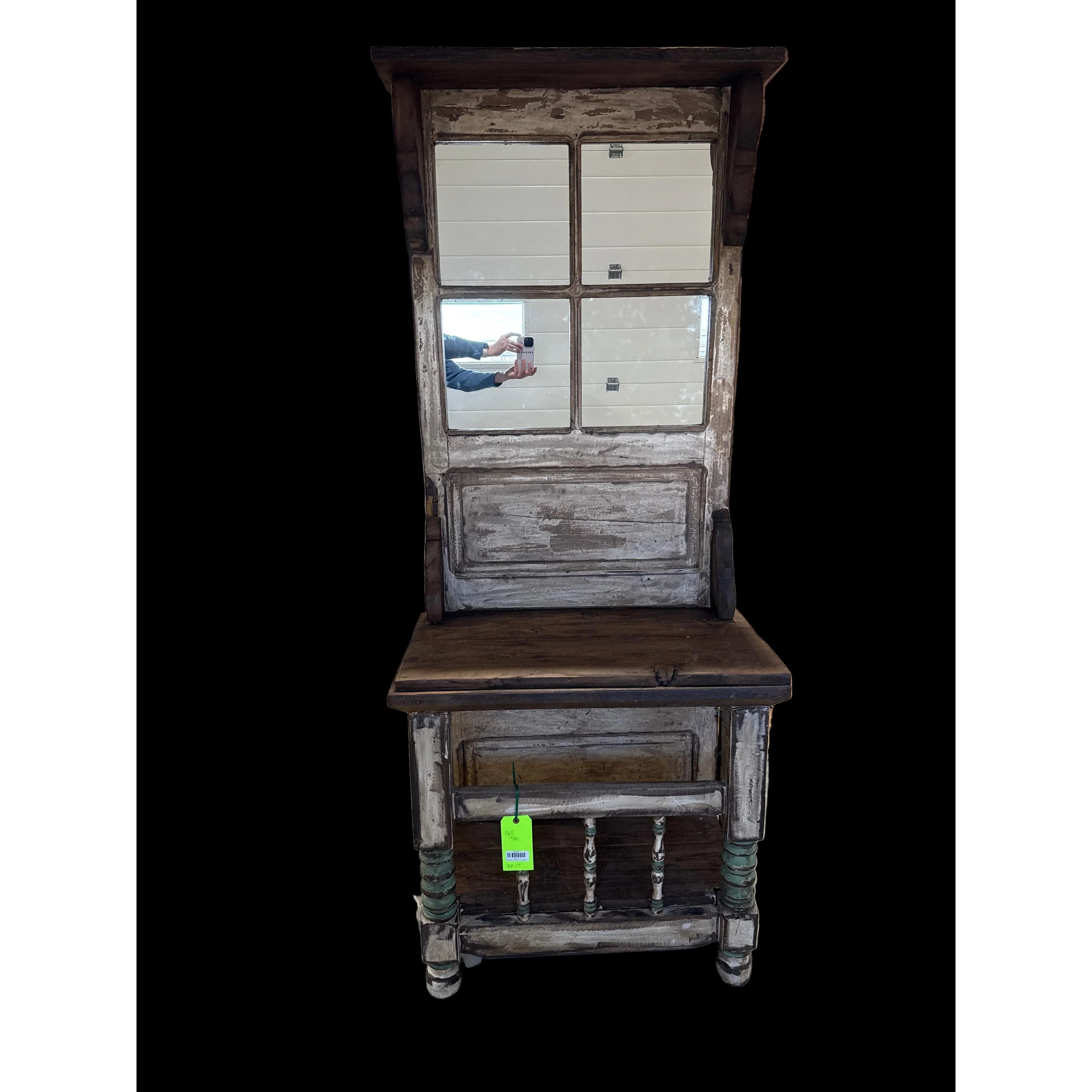 Wood Hall Tree White w/ 4 Mirrors