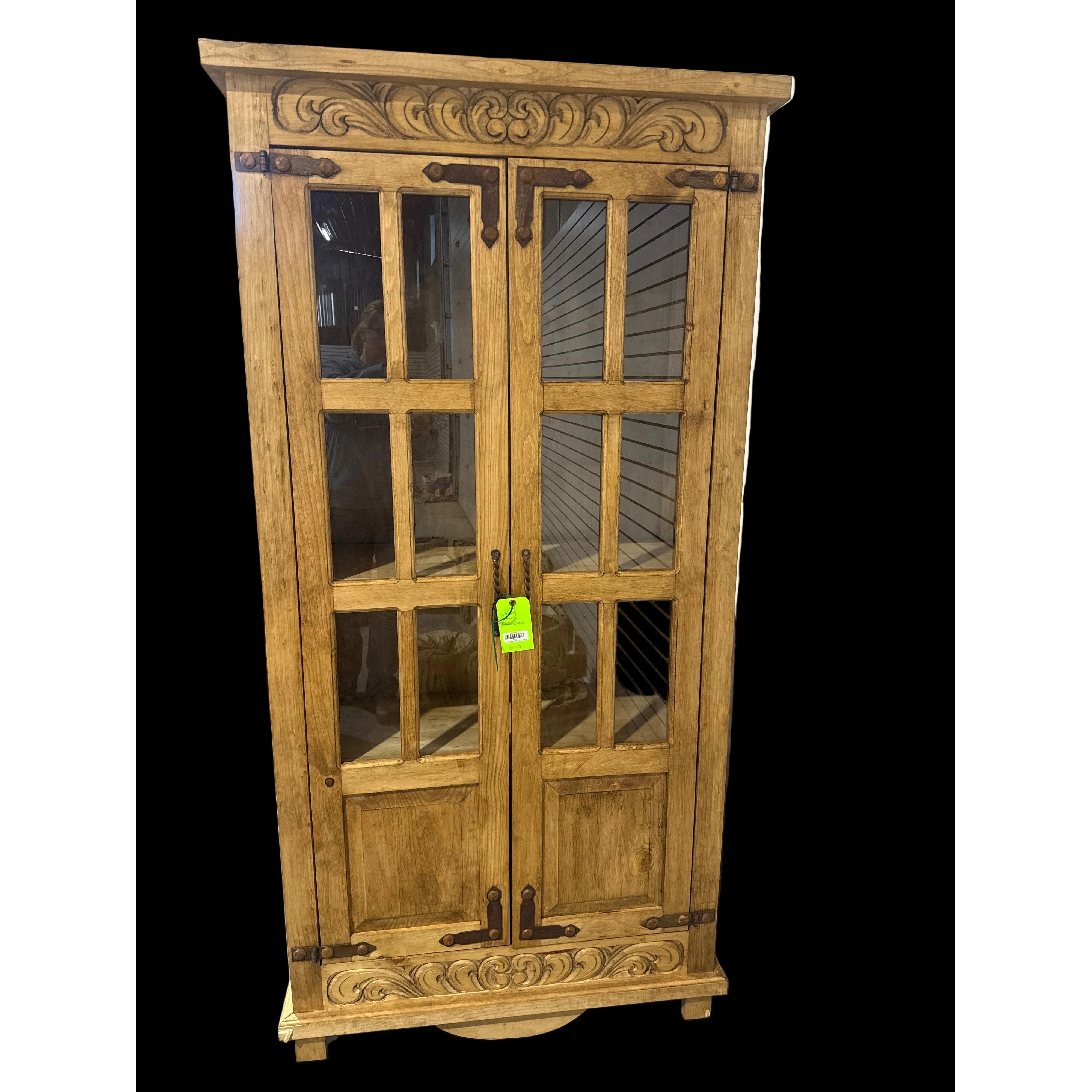 Wooden Armoir with 2 Glass Doors