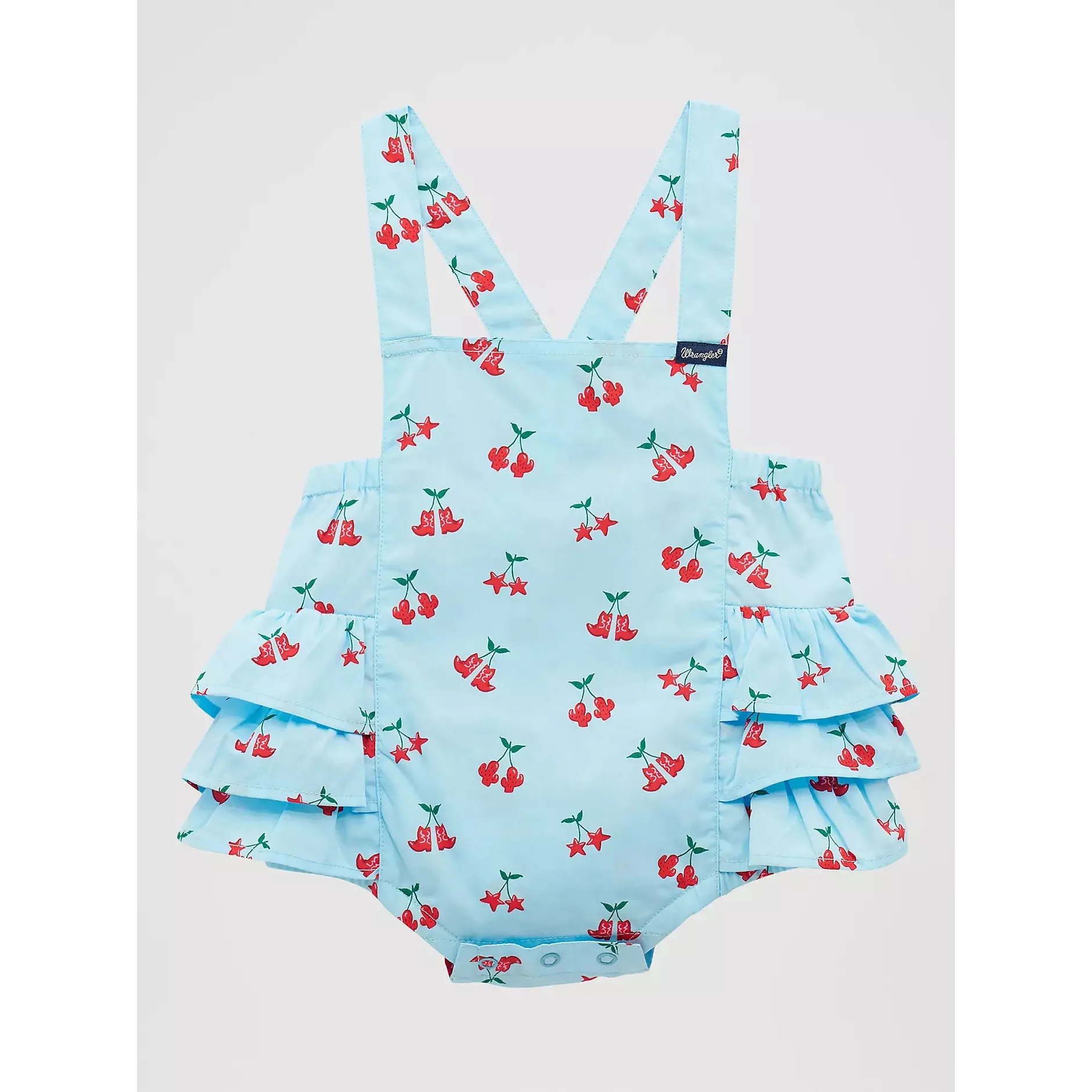 Wrangler® Baby Girl's Western Printed Ruffle Onesie/Bodysuit  - Blue