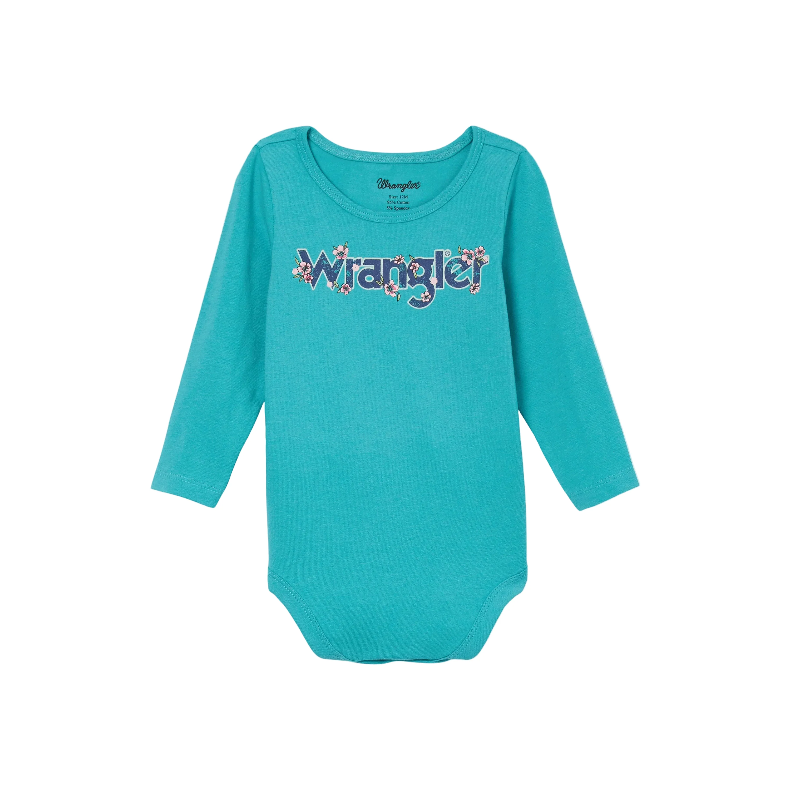 Wrangler Baby Girl Long Sleeve Logo Onsie - Teal