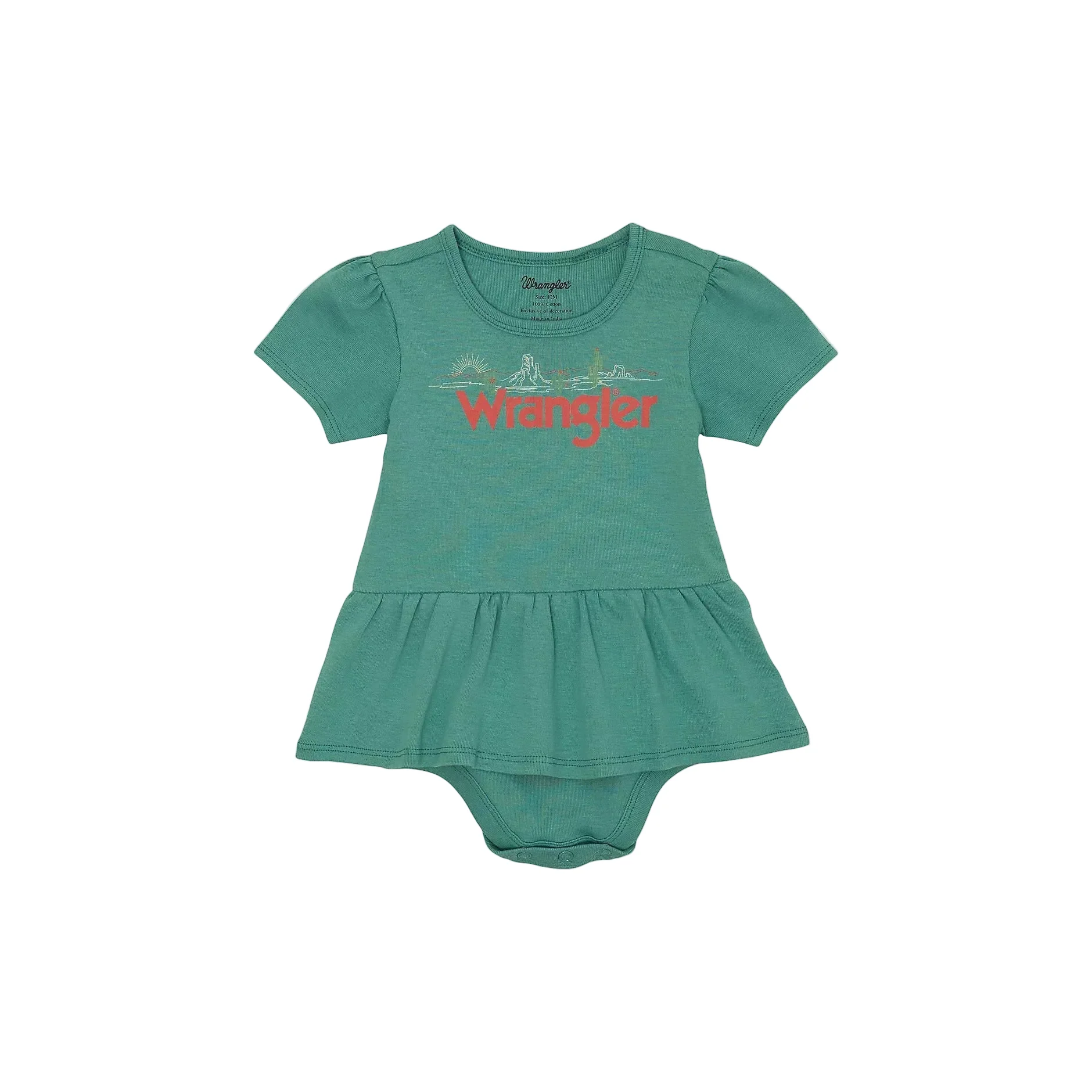 Wrangler Baby Girl Short Sleeve Logo Onsie - Teal