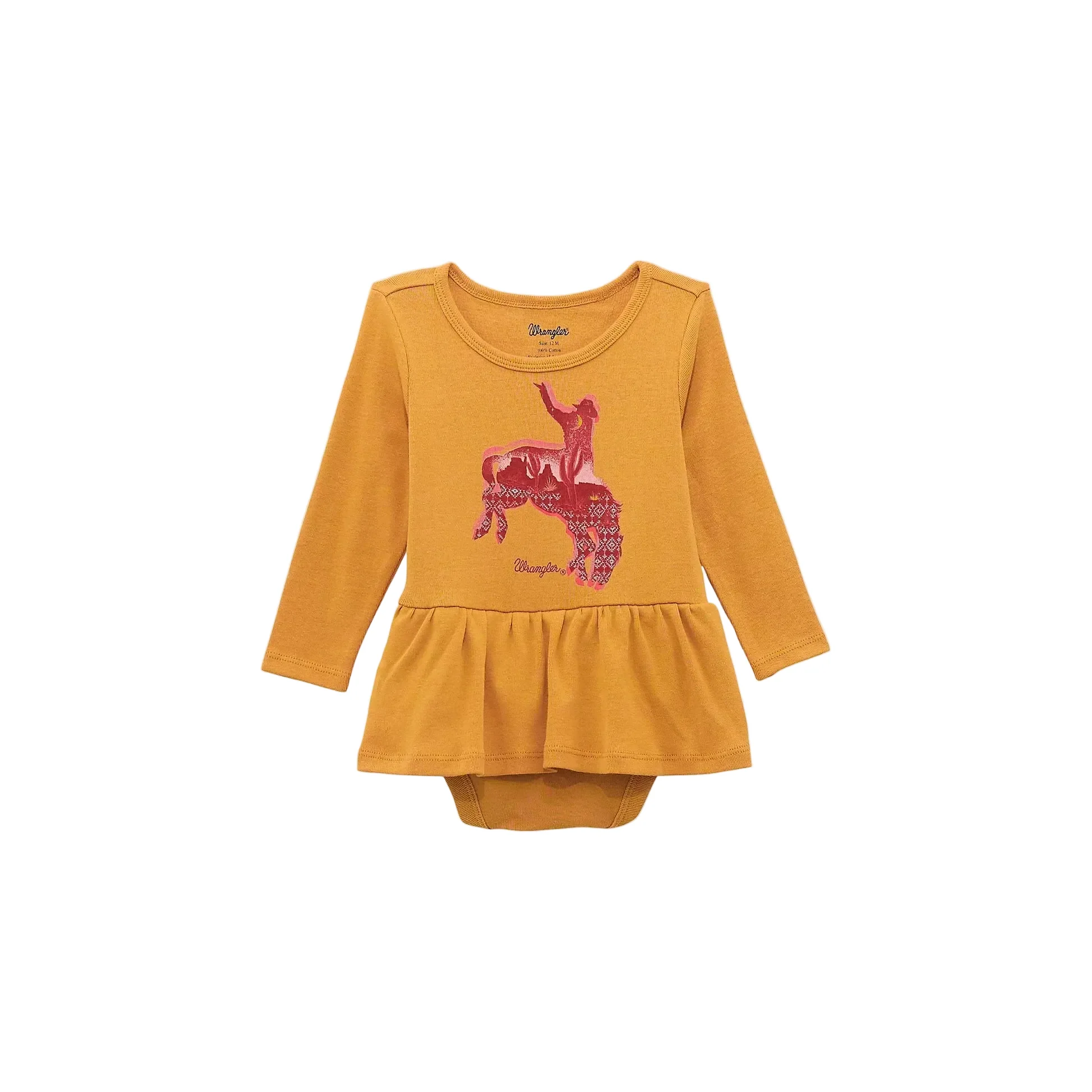 Wrangler Baby Girl's Horse Graphic Skirted Bodysuit - Mustard