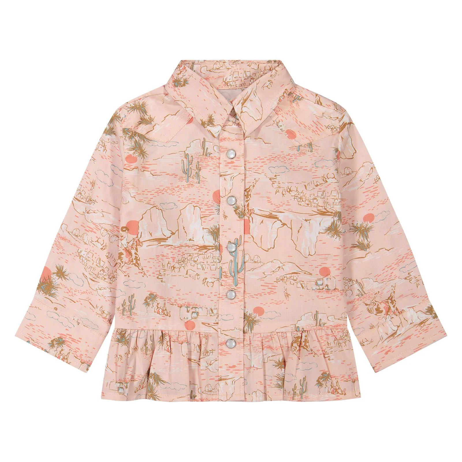 Wrangler Baby Girl's Long Sleeve Snap Shirt - Desert Pink