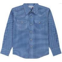 Wrangler Boy's 20X Advanced Comfort Long Sleeve Snap Print Shirt - Navy