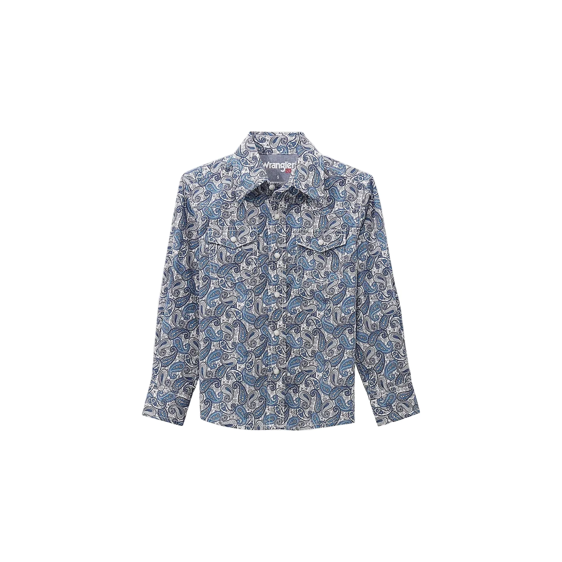 Wrangler Boy's 20X Advanced Comfort Western Snap Long Sleeve Print Shirt - Wavy Paisley