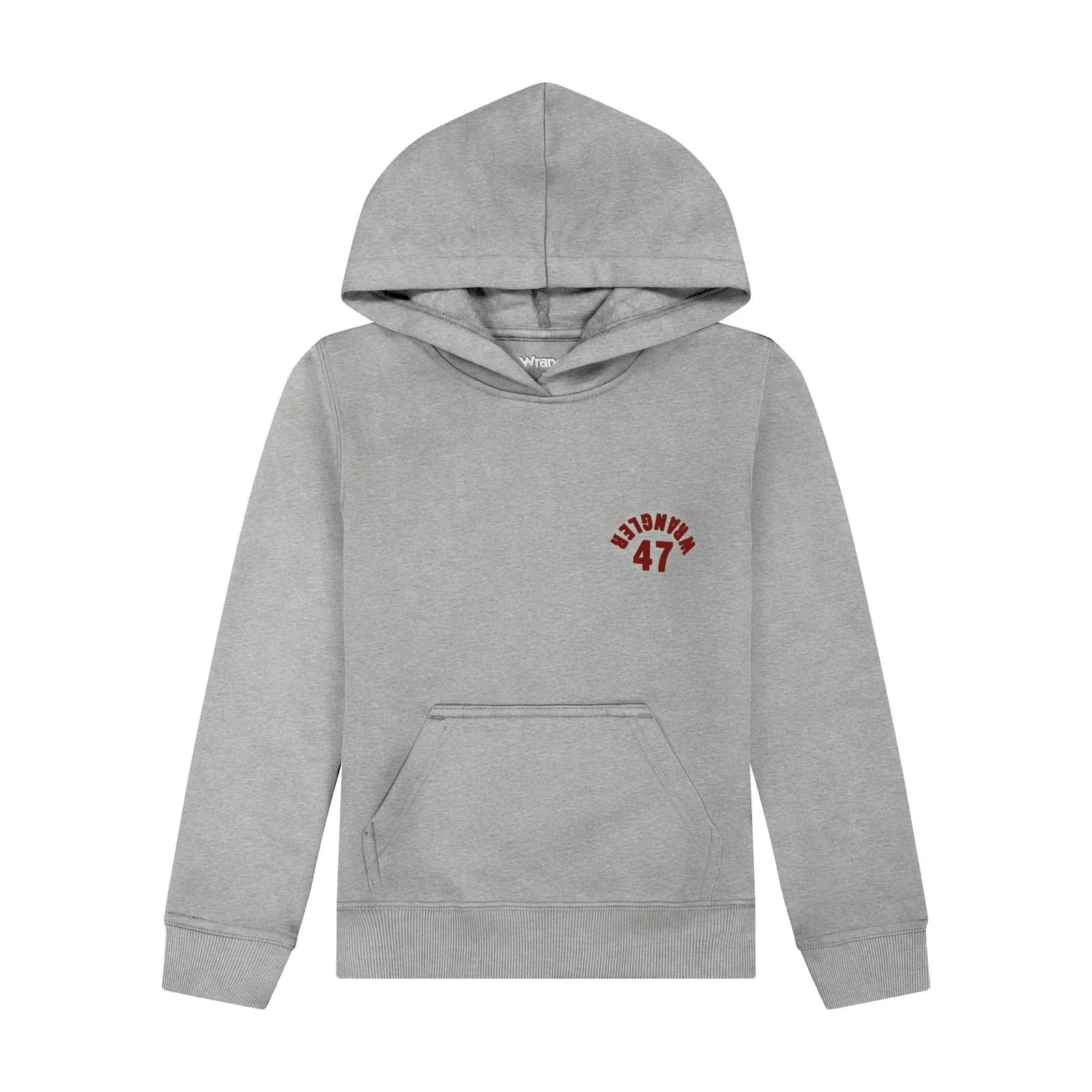 Wrangler Boy's Backwards Wrangler Graphic Long Sleeve Hoodie  - Grey Mele Heather