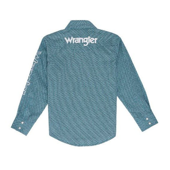 Wrangler Boy's Classic Long Sleeve Shirt- Turquoise - Image 2