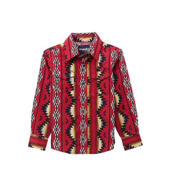 Wrangler Boy's Long Sleeve Checotah Shirt - Firey Red