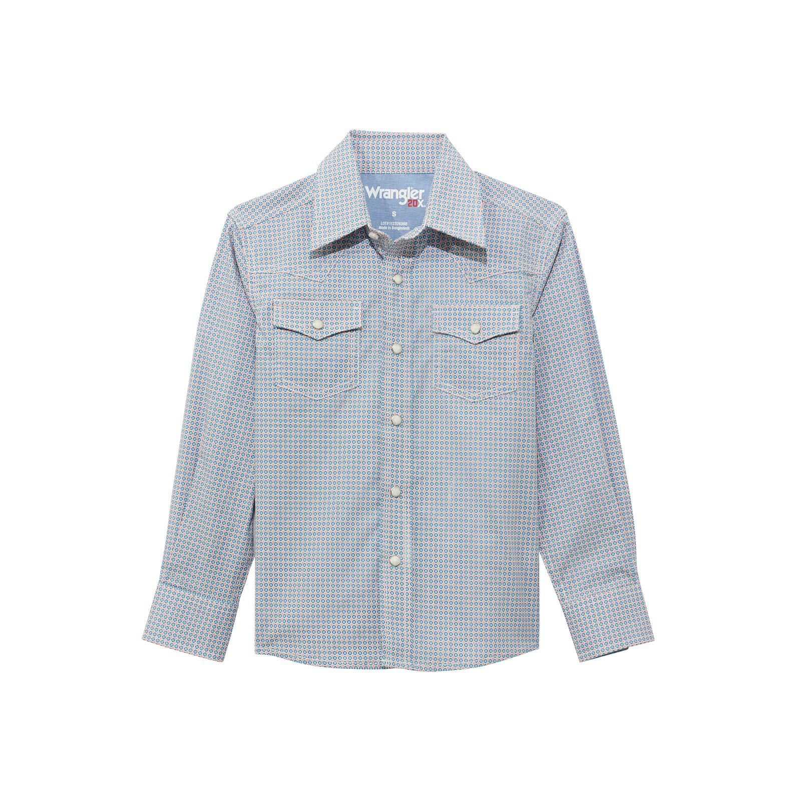 Wrangler Boys Long Sleeve Shirt- Blue