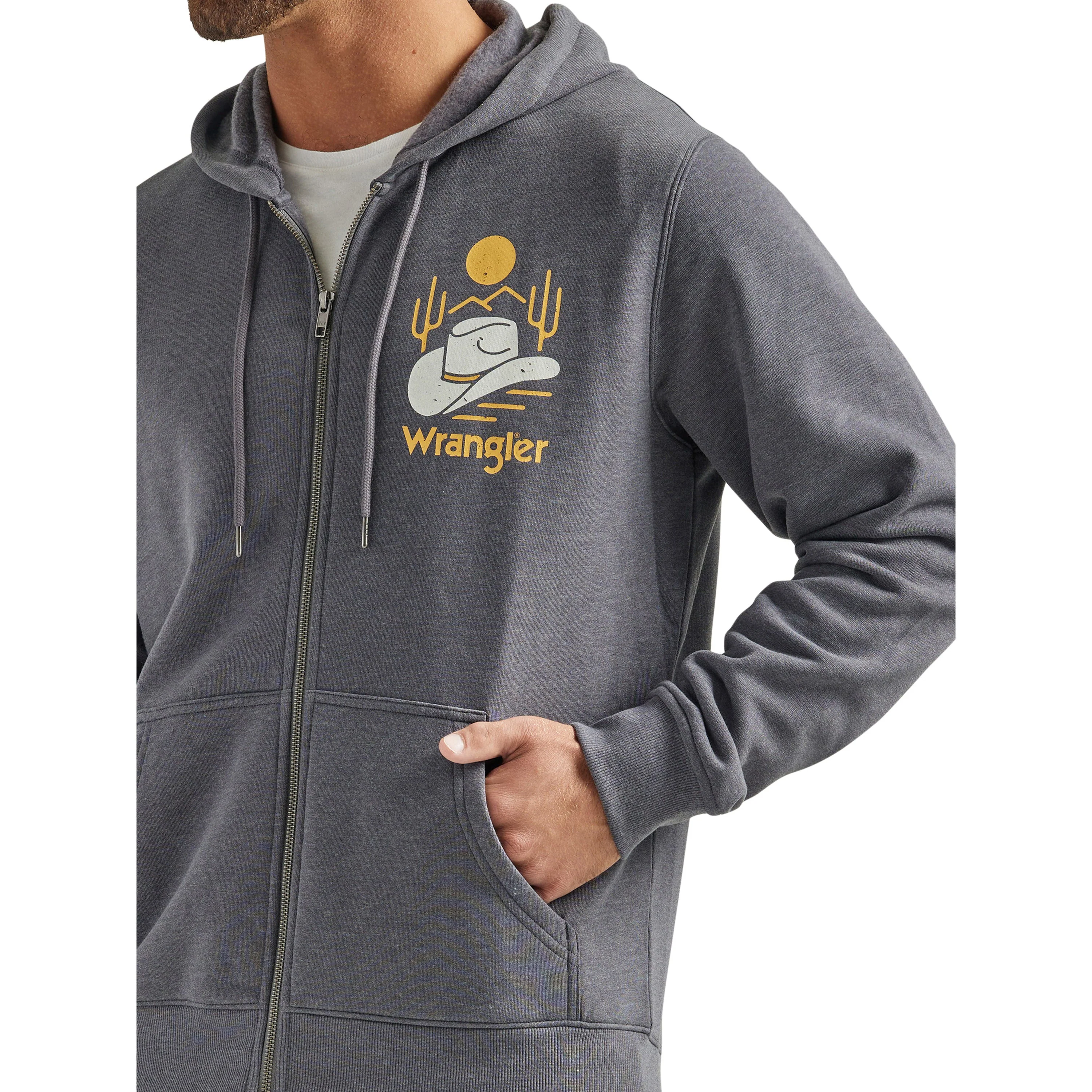 Wrangler Men's Regular Fit Zip Up Hoodie - Grey - Image 4