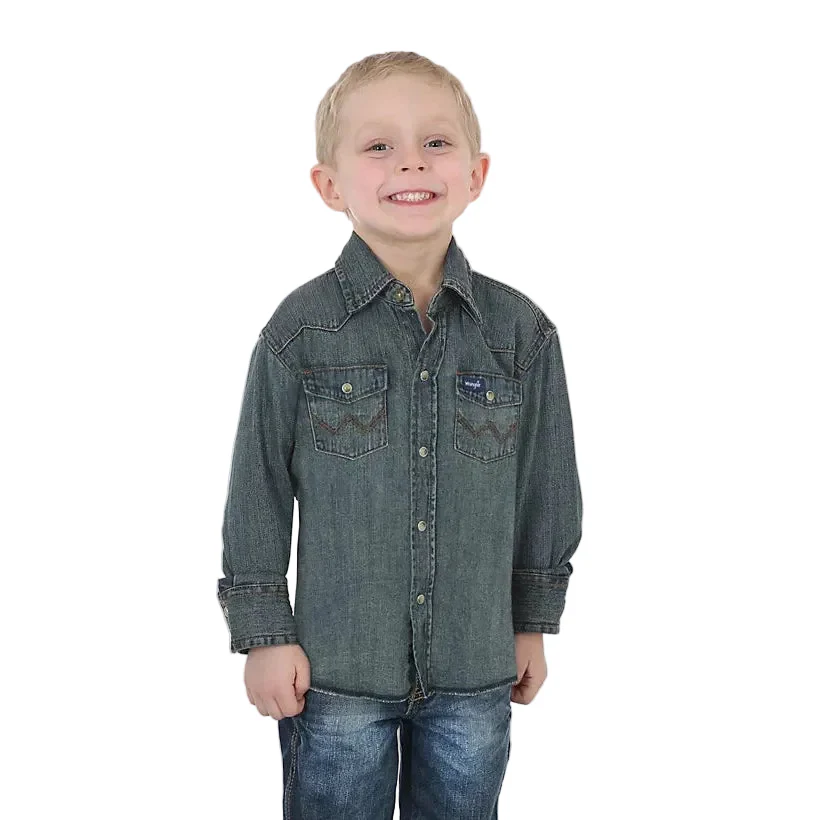 Wrangler Boys Long Sleeve  Work Shirt Denim