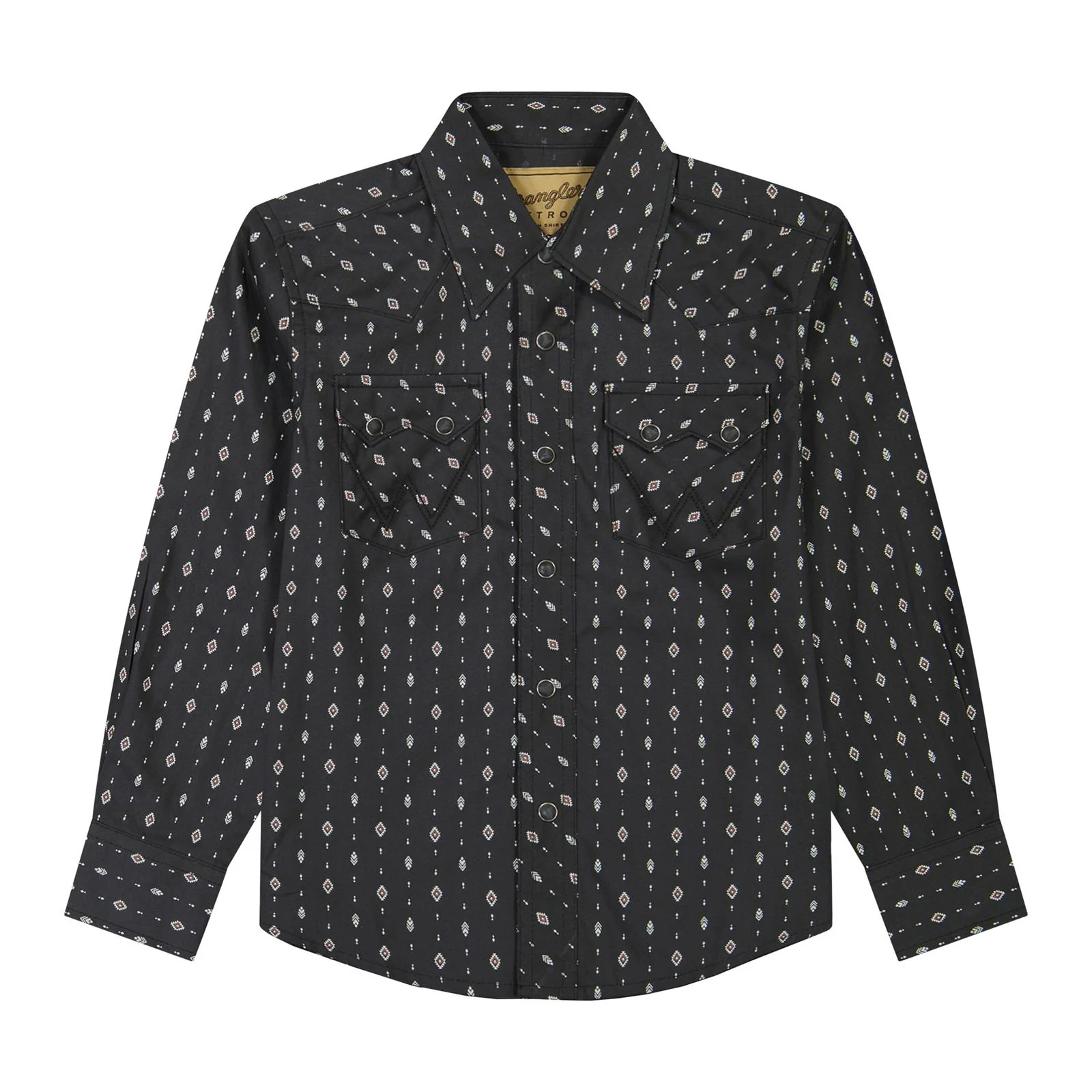Wrangler Boy's Retro® Long Sleeve Print Shirt - Black