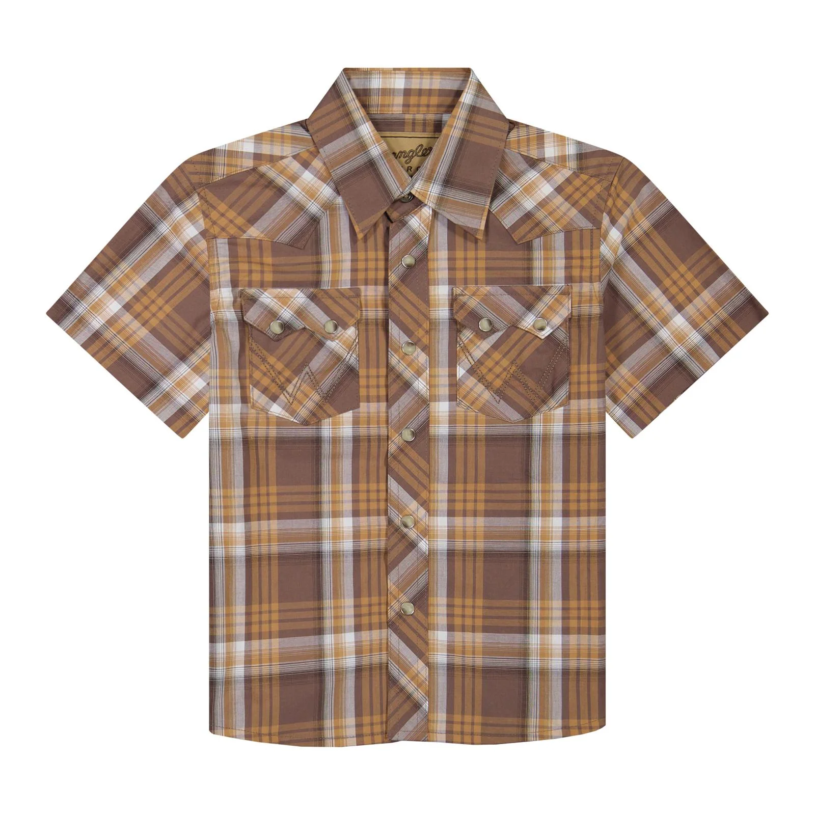 Wrangler Boy's Retro® Short Sleeve Plaid Shirt - Brown