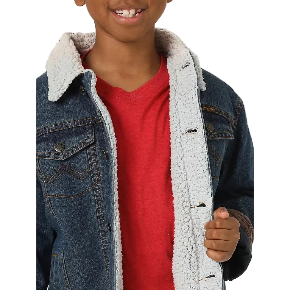 Wrangler Boy's Western Styled Sherpa Lined Denim Jacket - Rustic Blue - Image 2