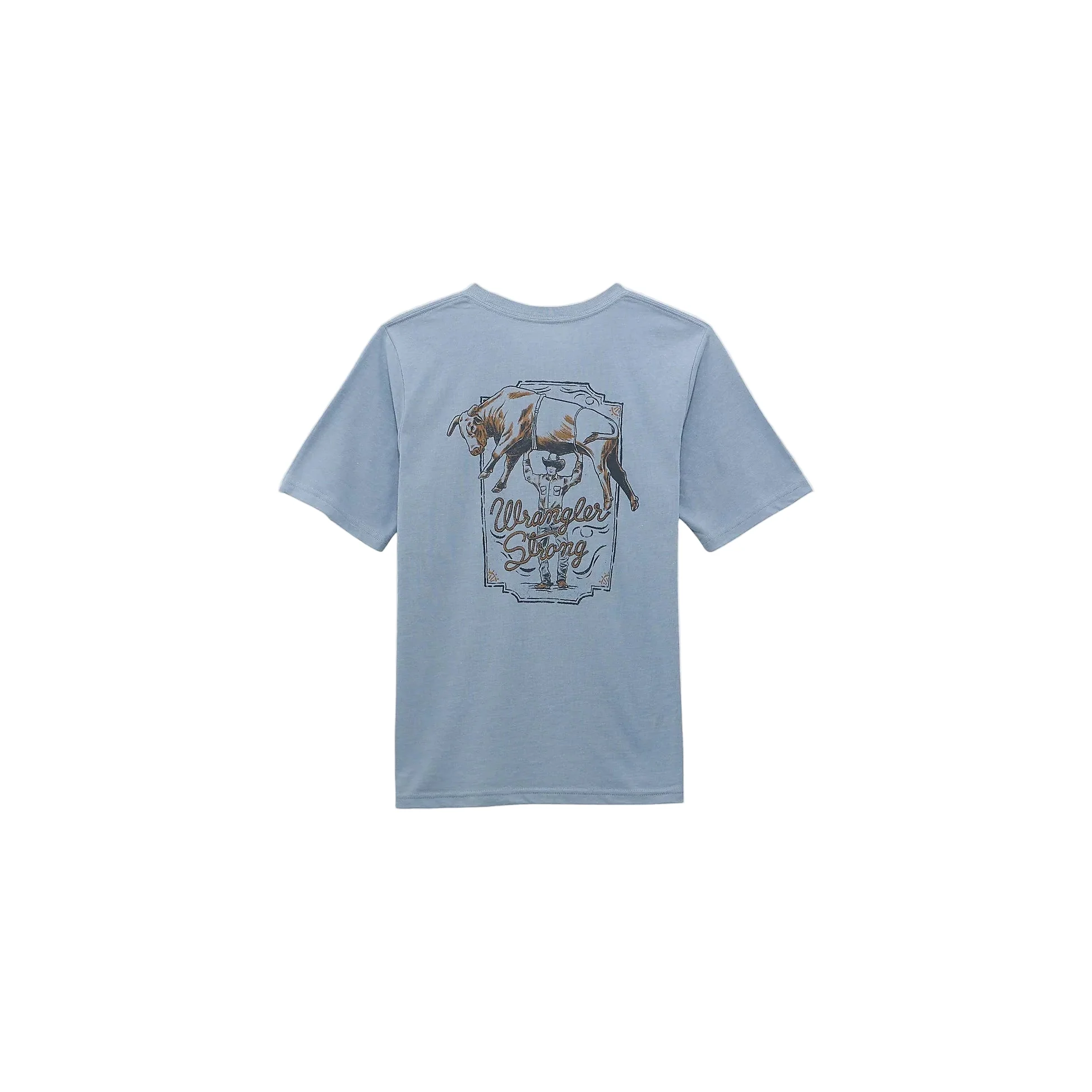 Wrangler Boy's Wrangler Back Rodeo Graphic Short Sleeve Tee Shirt - Ashley Blue Heather