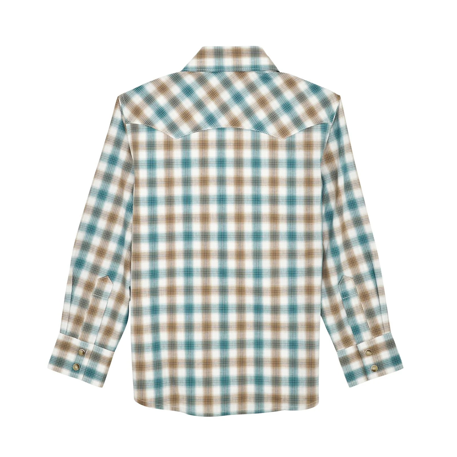Wrangler Boy's Wrangler Retro Long Sleeve Shirt - Turq/Brown - Image 2