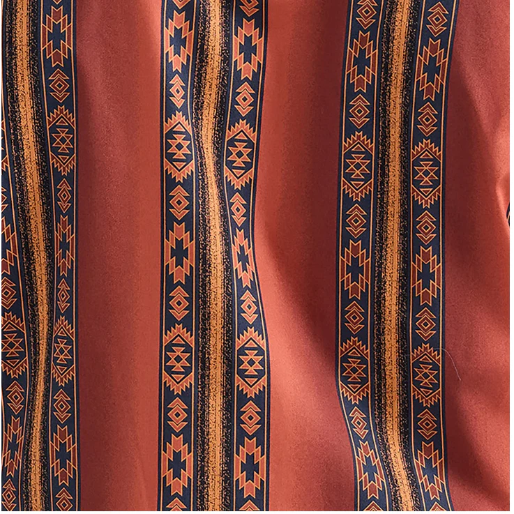 Wrangler Checotah® Men's Classic Fit Aztec Western Long Sleeve Shirt - Black/Tangerine/Rich Rust - Image 4