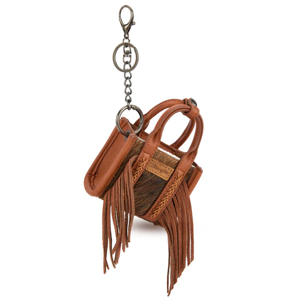 Wrangler Cowhide Mini Fringe Tote/Keychain Bag- Multiple Colours - Image 3