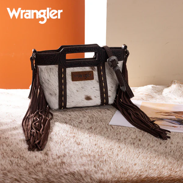 Wrangler Genuine Cowhide Top Handle Fringe Crossbody- Multiple Colours - Image 2