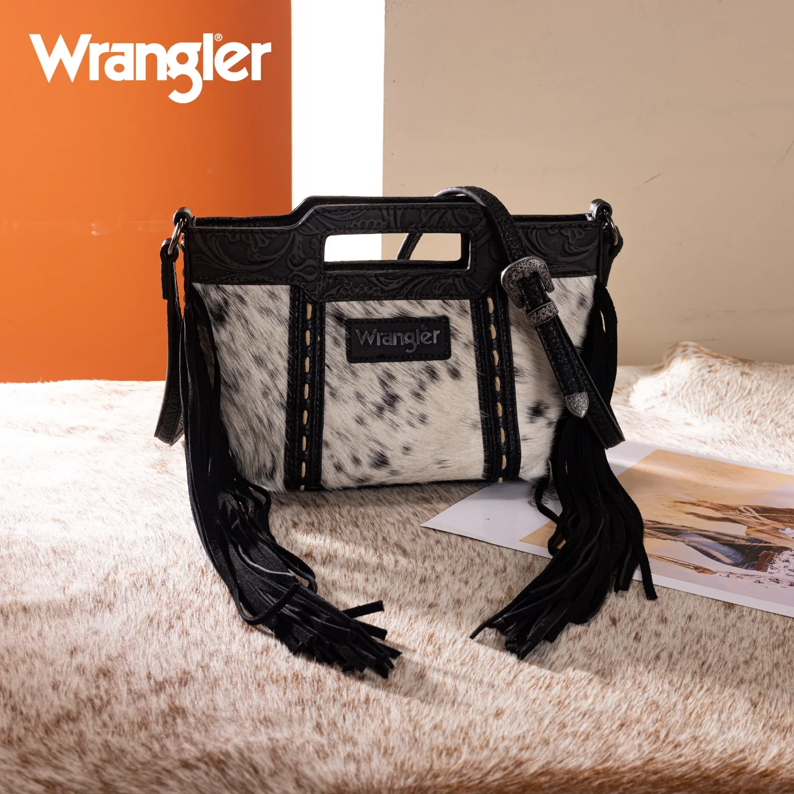 Wrangler Genuine Cowhide Top Handle Fringe Crossbody- Multiple Colours - Image 4